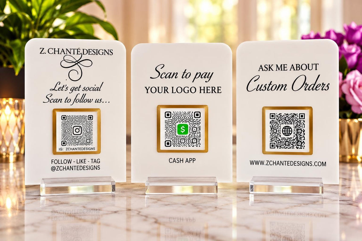 Custom Acrylic QR Code Sign | Small Business Social Media Sign | Scan to Pay | Google Review Sign | Vendor Display