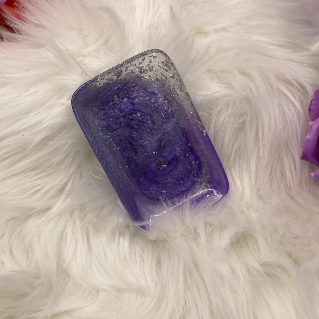 Purple with silver accents