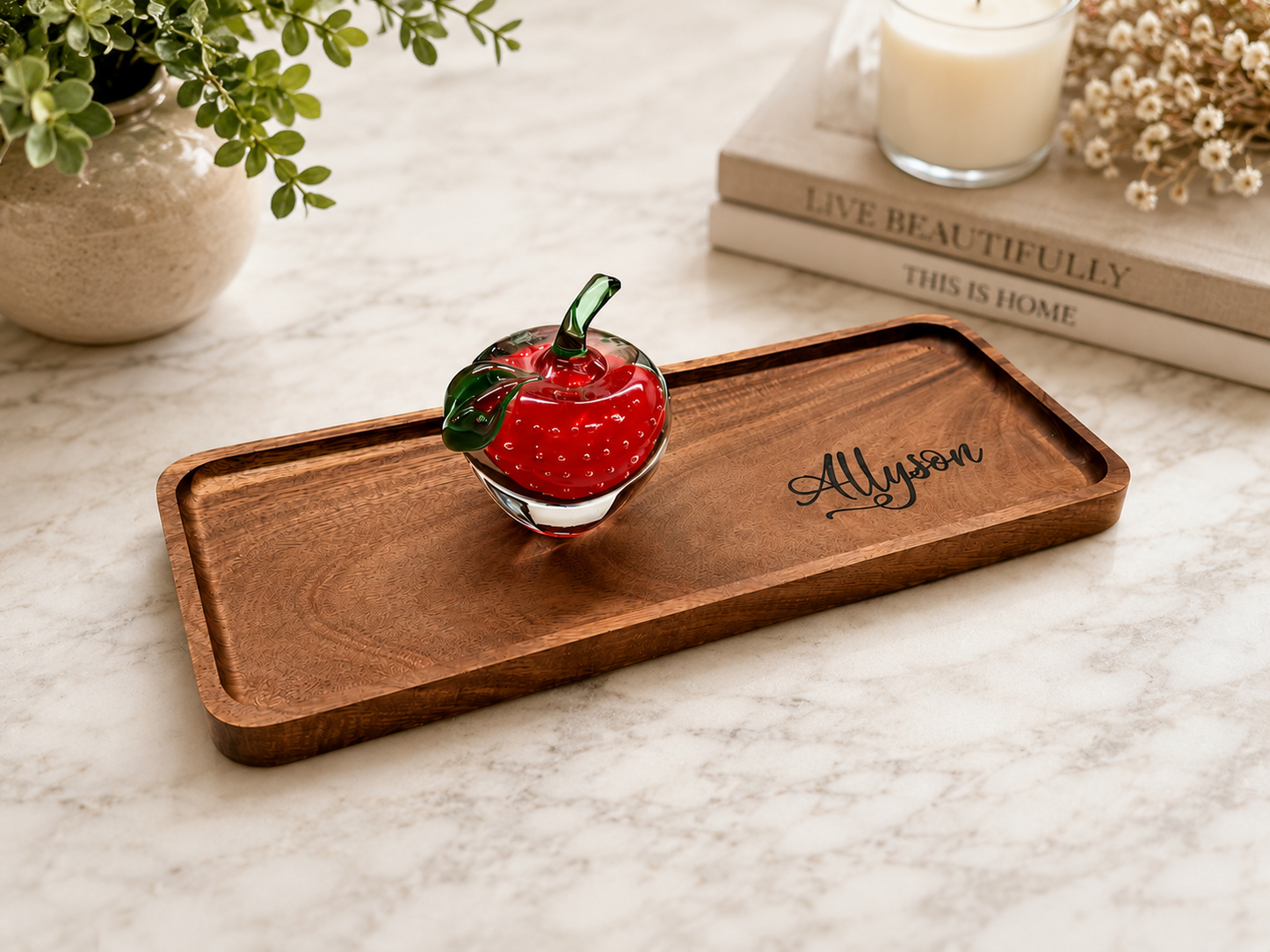Engraved Wooden Catch-All Tray