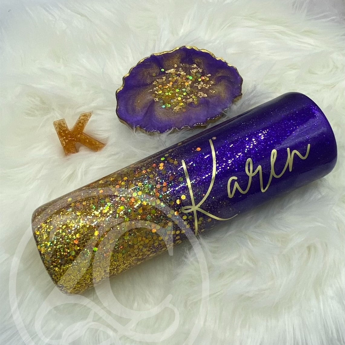 30 oz custom tumbler with matching coaster