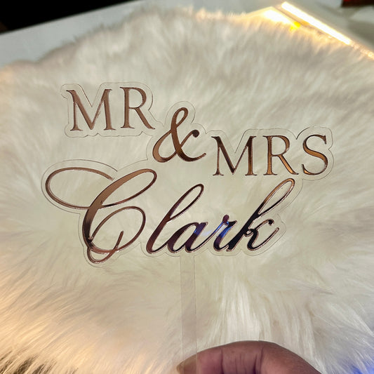 Personalized Wedding Cake Topper | Custom Last Name Acrylic Topper | Elegant Wedding Decor | Modern Cake Topper