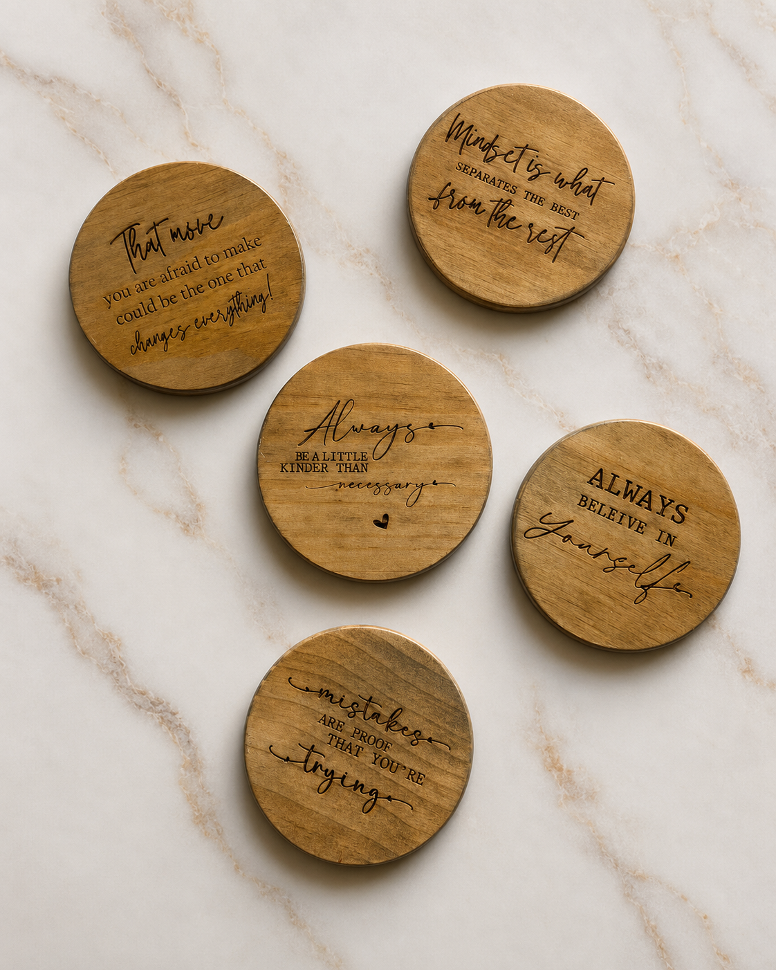 Engraved Wooden Coaster • Inspirational Quote Coaster • Gift for Women • Office Desk Decor • Empowering Gifts • Single Coaster