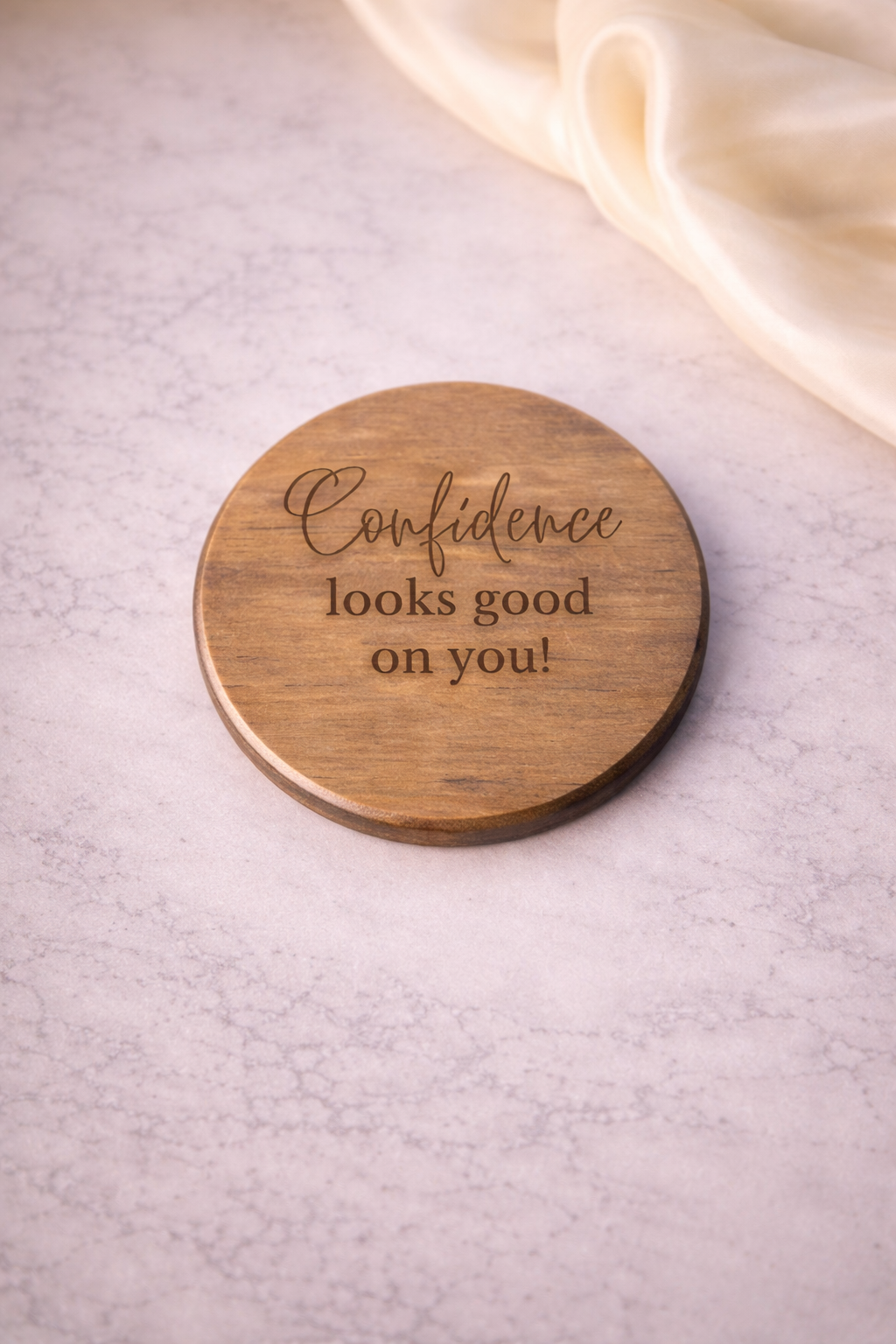 Engraved Wooden Coaster • Inspirational Quote Coaster • Gift for Women • Office Desk Decor • Empowering Gifts • Single Coaster