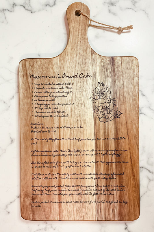 Personalized Recipe Cutting Board | Engraved Handwritten Recipe Keepsake Gift