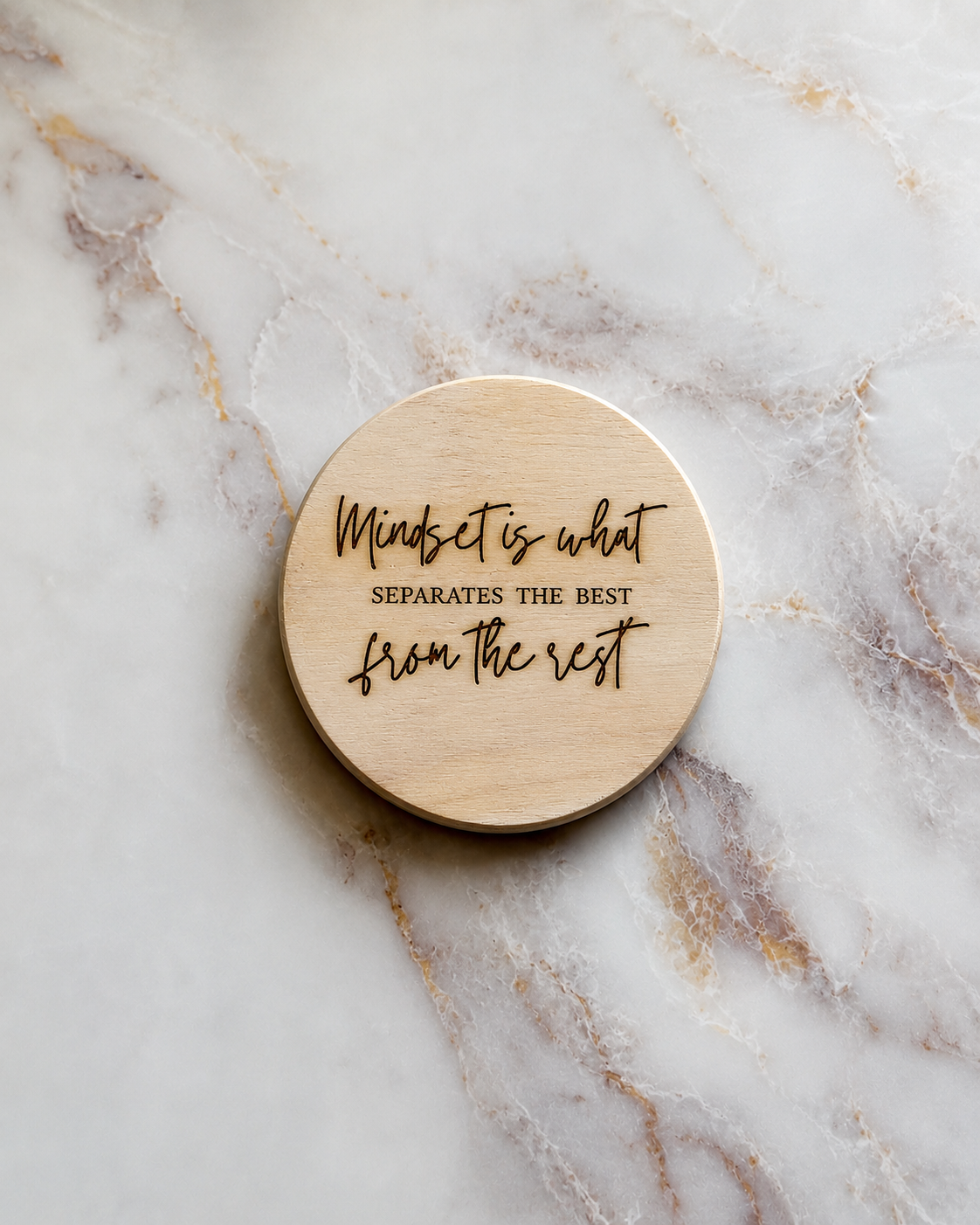 Engraved Wooden Coaster • Inspirational Quote Coaster • Gift for Women • Office Desk Decor • Empowering Gifts • Single Coaster