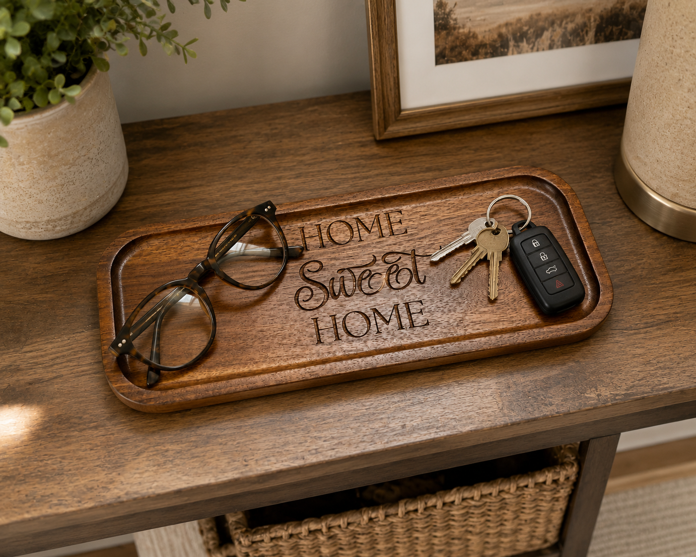 Engraved Wooden Catch-All Tray