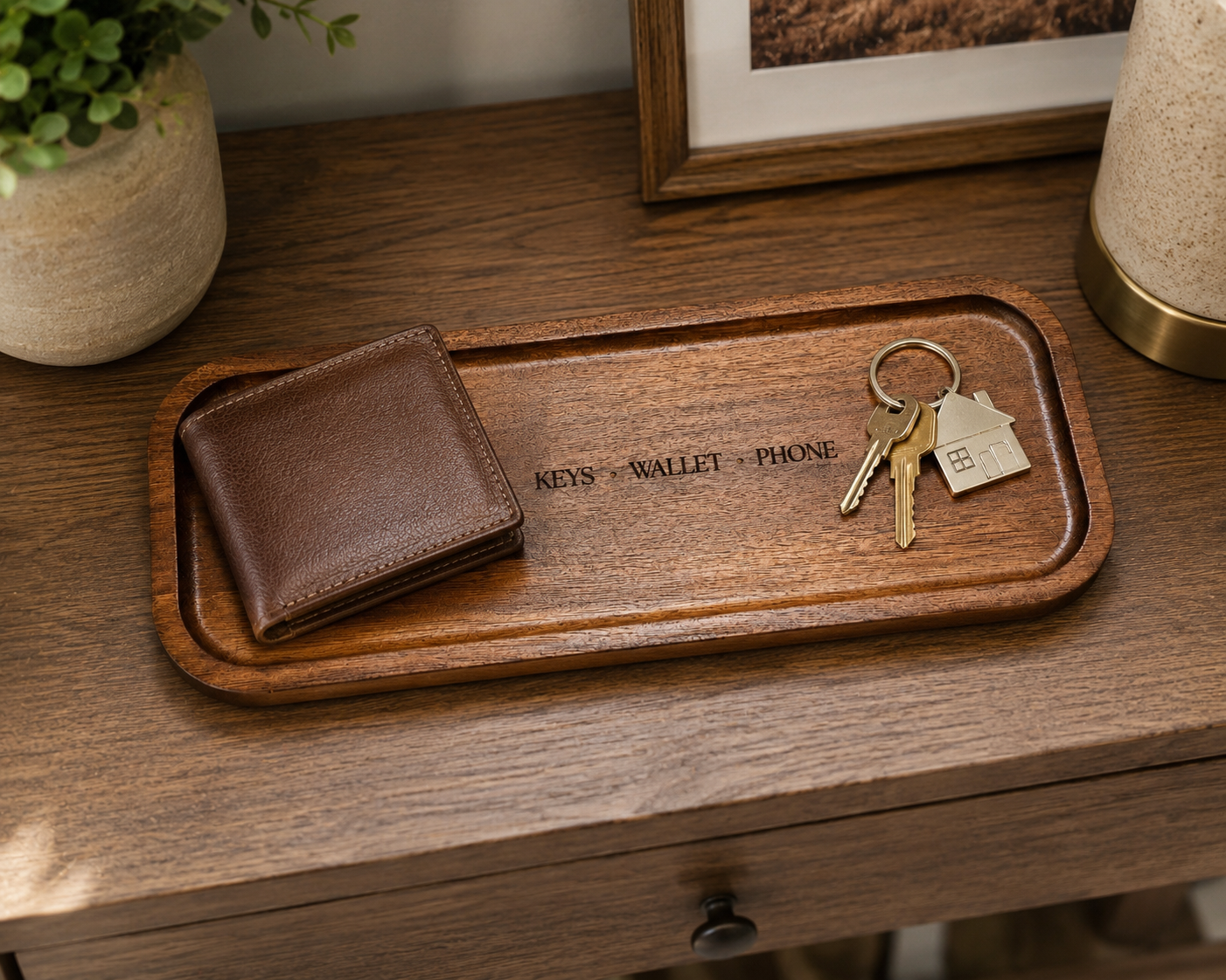 Engraved Wooden Catch-All Tray