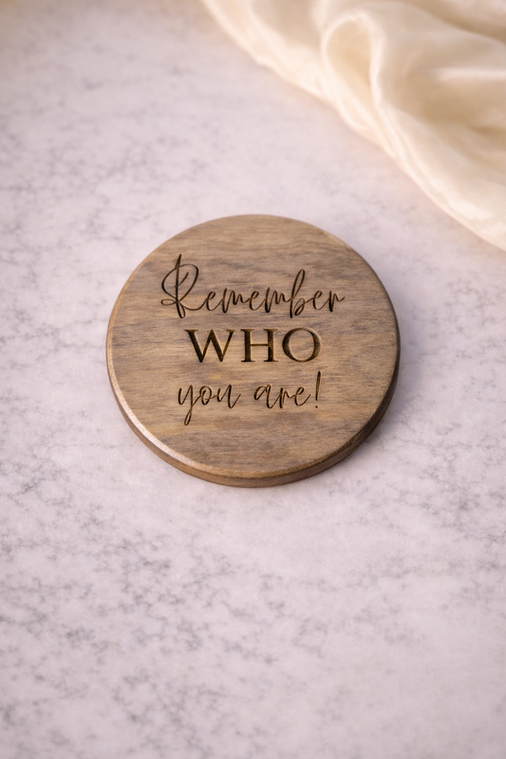 Engraved Wooden Coaster • Inspirational Quote Coaster • Gift for Women • Office Desk Decor • Empowering Gifts • Single Coaster