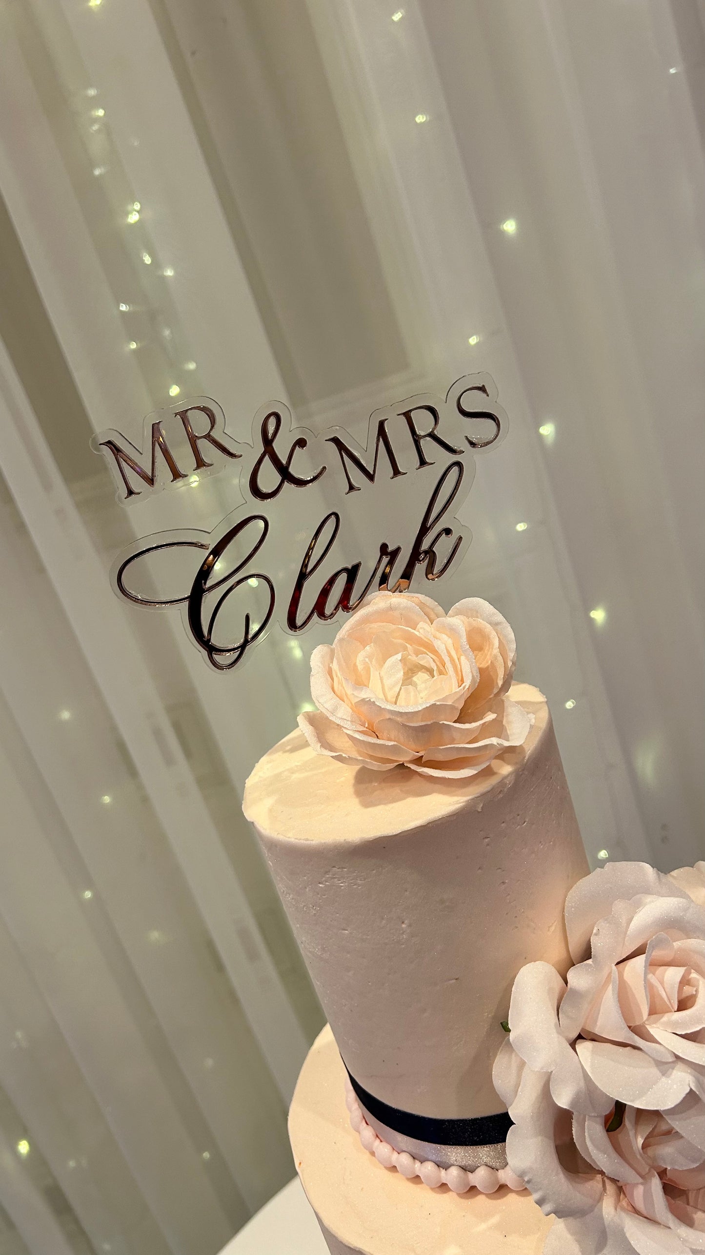 Mr. & Mrs. Wedding Cake Topper in Rose Gold