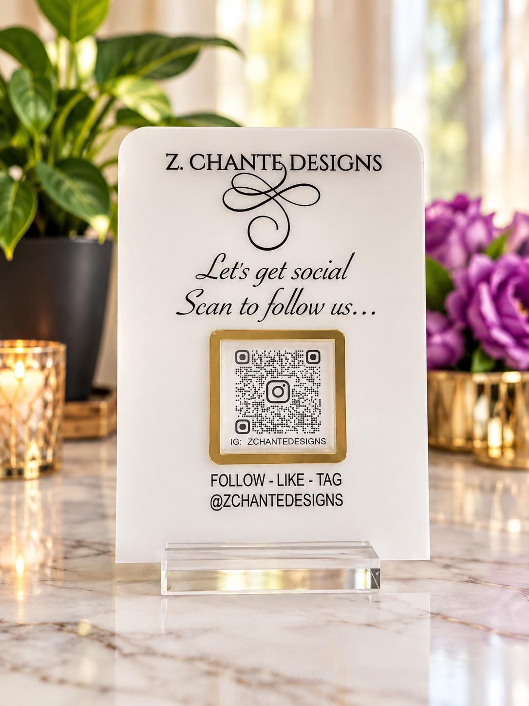 Custom Acrylic QR Code Sign | Small Business Social Media Sign | Scan to Pay | Google Review Sign | Vendor Display